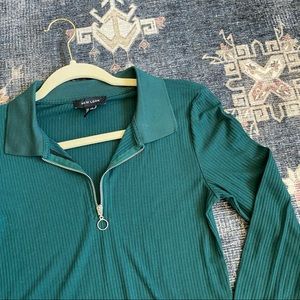 Forest Green Long Sleeve Zip